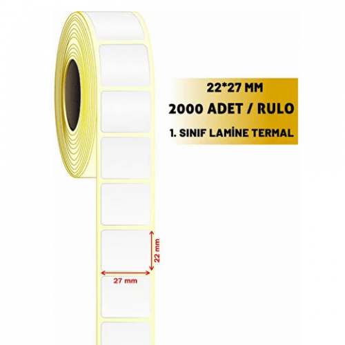22 X 27 mm Termal Barkod Etiketi 2000'li
